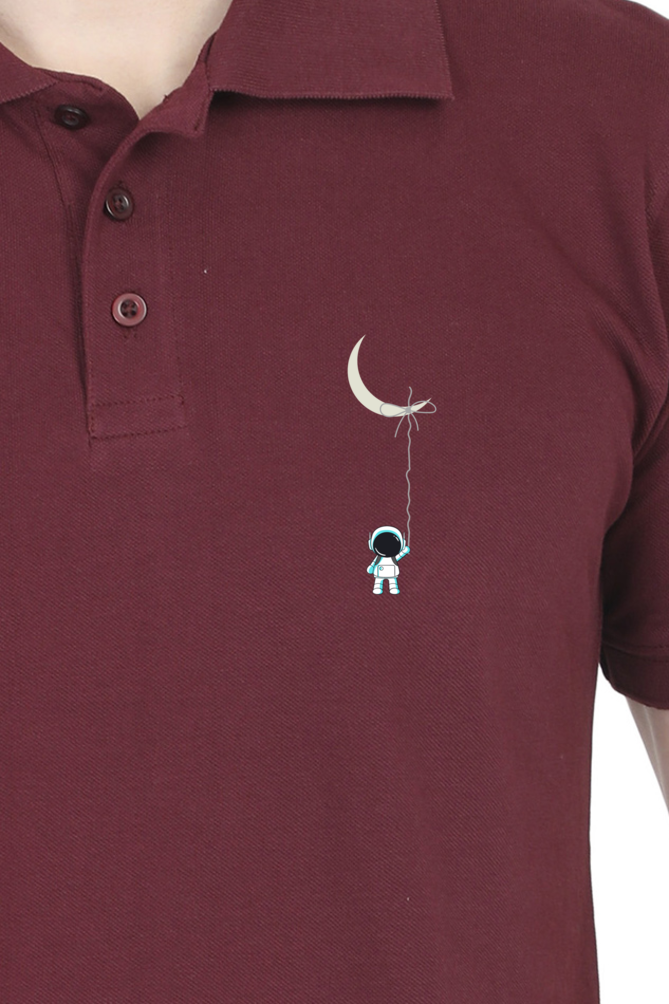 Polo T-shirt with moon man
