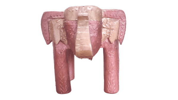 wooden elephant stool metallic color