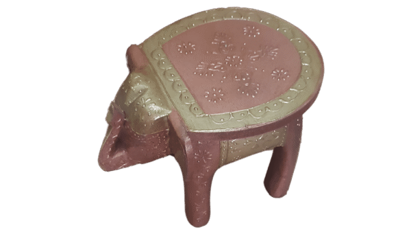 wooden elephant stool metallic color